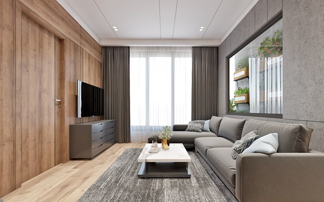 Thiết kế nội thất phòng khách chung cư đẹp tối giản